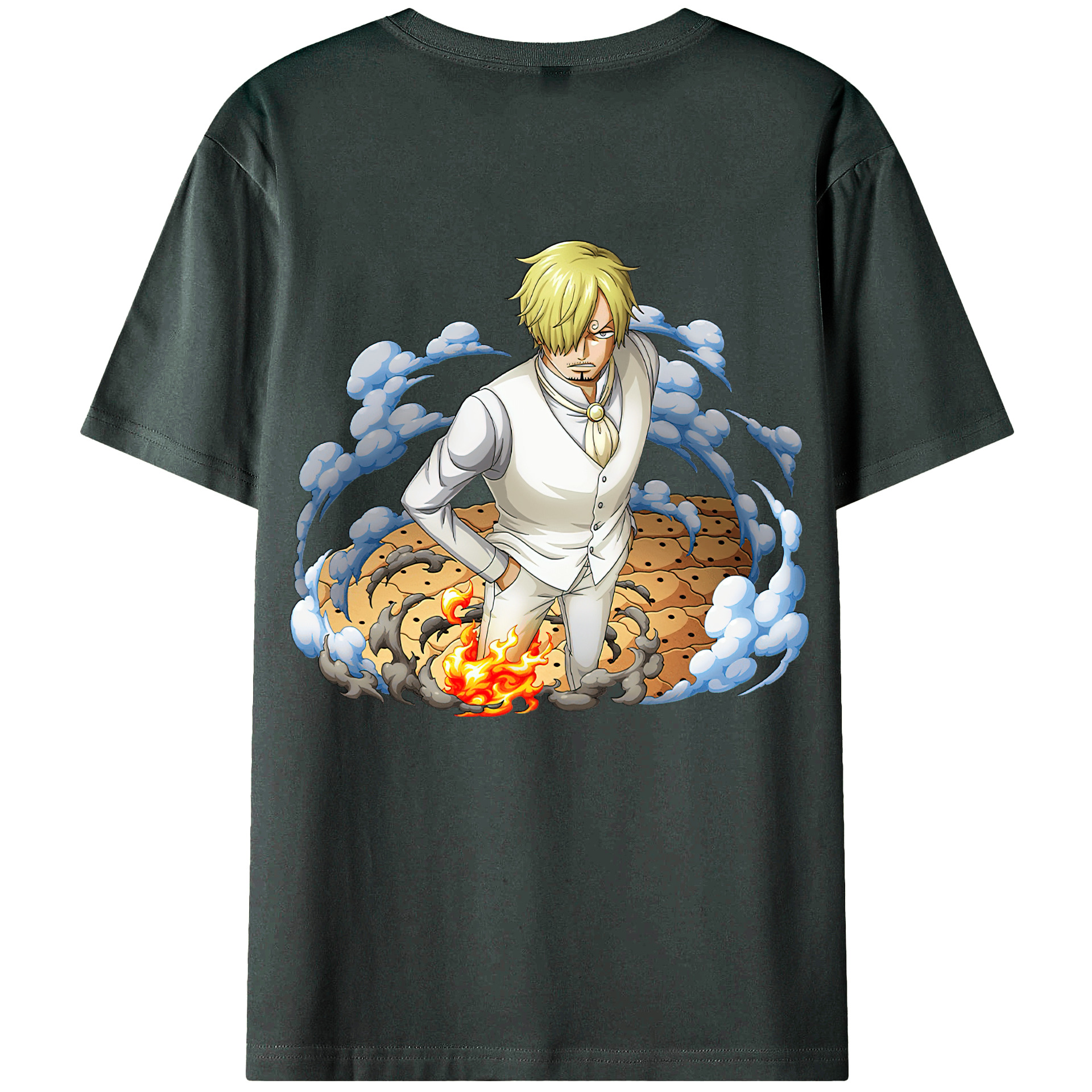 （画像用） ワンピース サンジ ONE PIECE Sanji 綿100％ メンズ半袖Tシャツ（バックプリント） 通気性